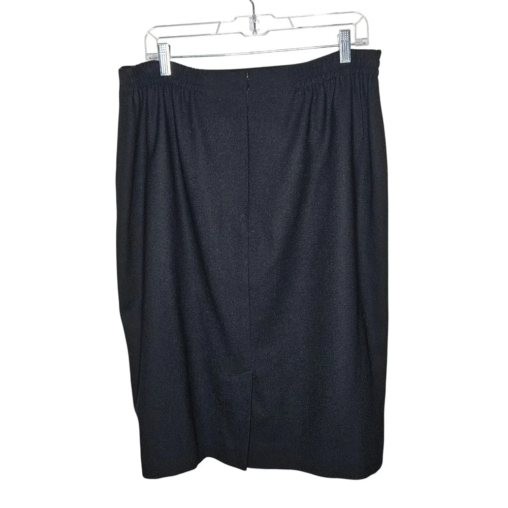 Vintage Jones New York Black 100% Worsted Wool Pencil Skirt‎ 14W